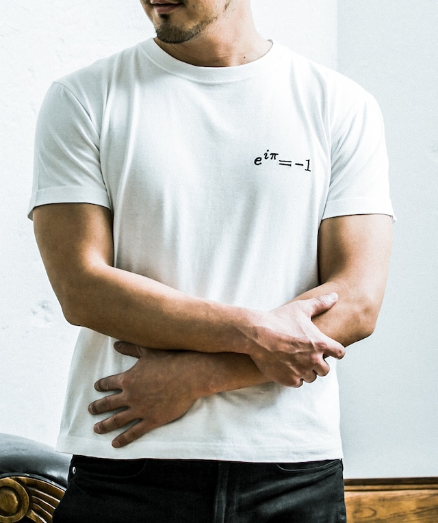 るーくa622【LEONARD】L相当 黒 トップス Tシャツ 刺繍 メンズTシャツ/ オイラーの等式 LOG小/刺繍/ブラック | Lagrangeans