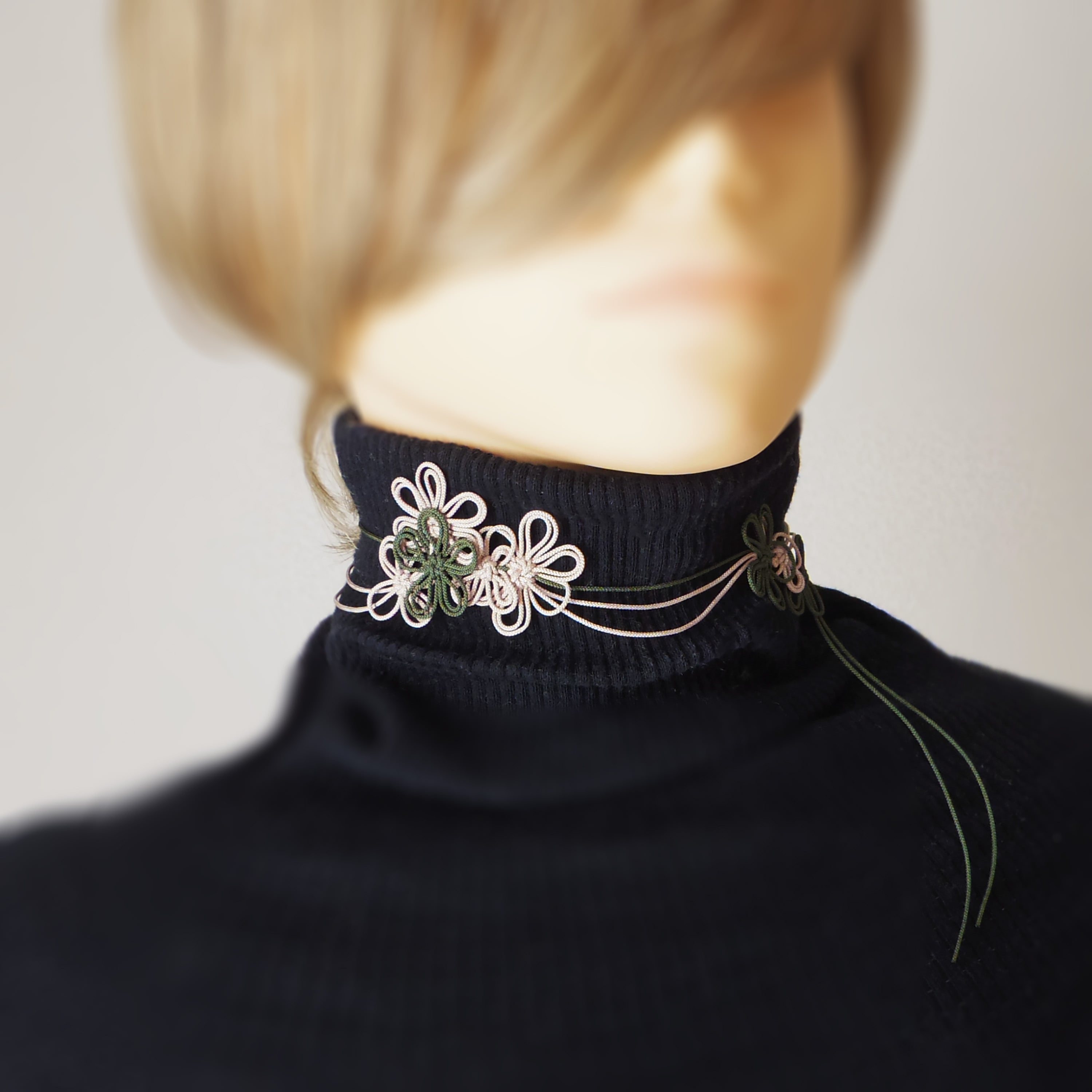 【新作】チョーカー「爛漫と萌」(深緑×薄茶)