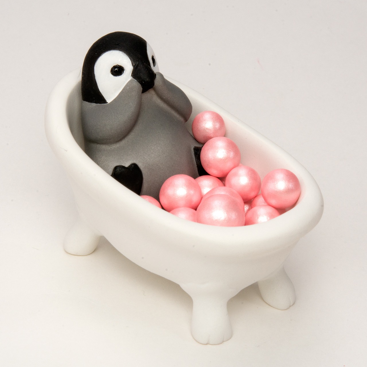 アロマ 幸せ 香る バスタイム アニマル ペンギン 香り玉 インテリア 猫足 バスタブ 香る置物 PH-2005