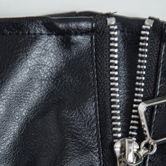 Leather zip design gloves C1308