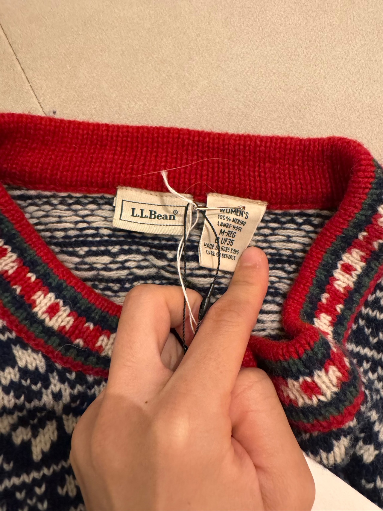 L.L.Bean Nordic Pattern Merino Lambswool Cardigan