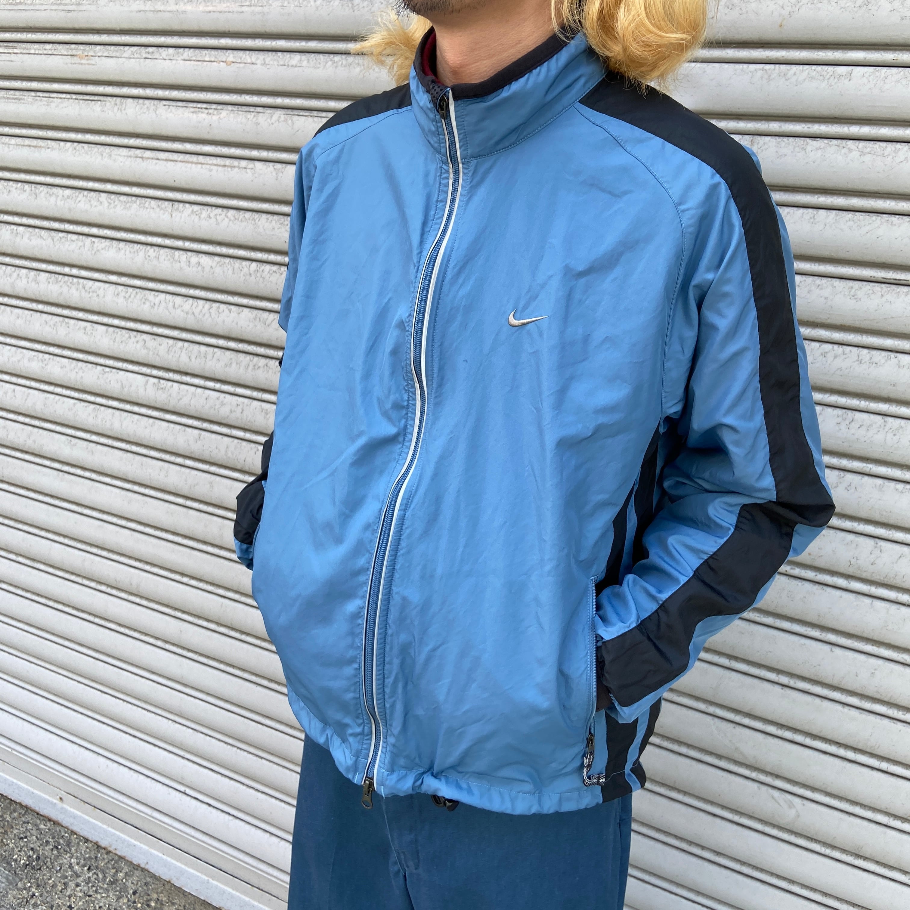 00s NIKE ナイロントラックジャケット　スウォッシュロゴ　ブルー系　M | 古着屋 Uan powered by BASE