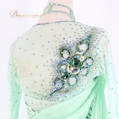 社交ダンス 衣装 タカダンス TAKADANCE スタンダードドレス ドレス ワンピース ミント 緑 黄緑 フロート レース デモ 競技 綺麗 華やか グリーン系 ダンス 発表会 パーティ 美しい パステル系 ステージ衣装