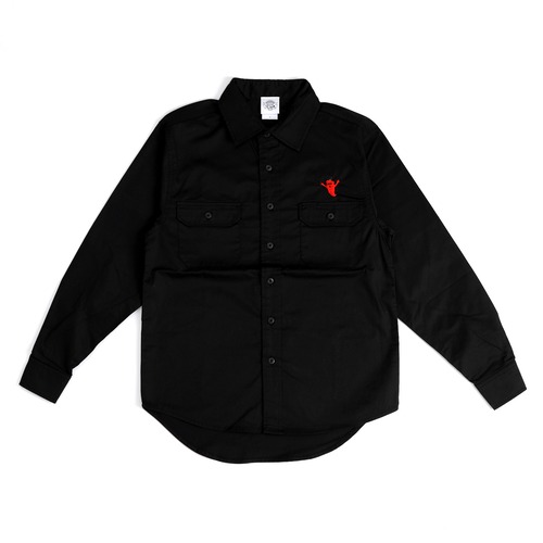 One Family / Long Sleeve Work Shirt / Red Chili / Black / S (size)