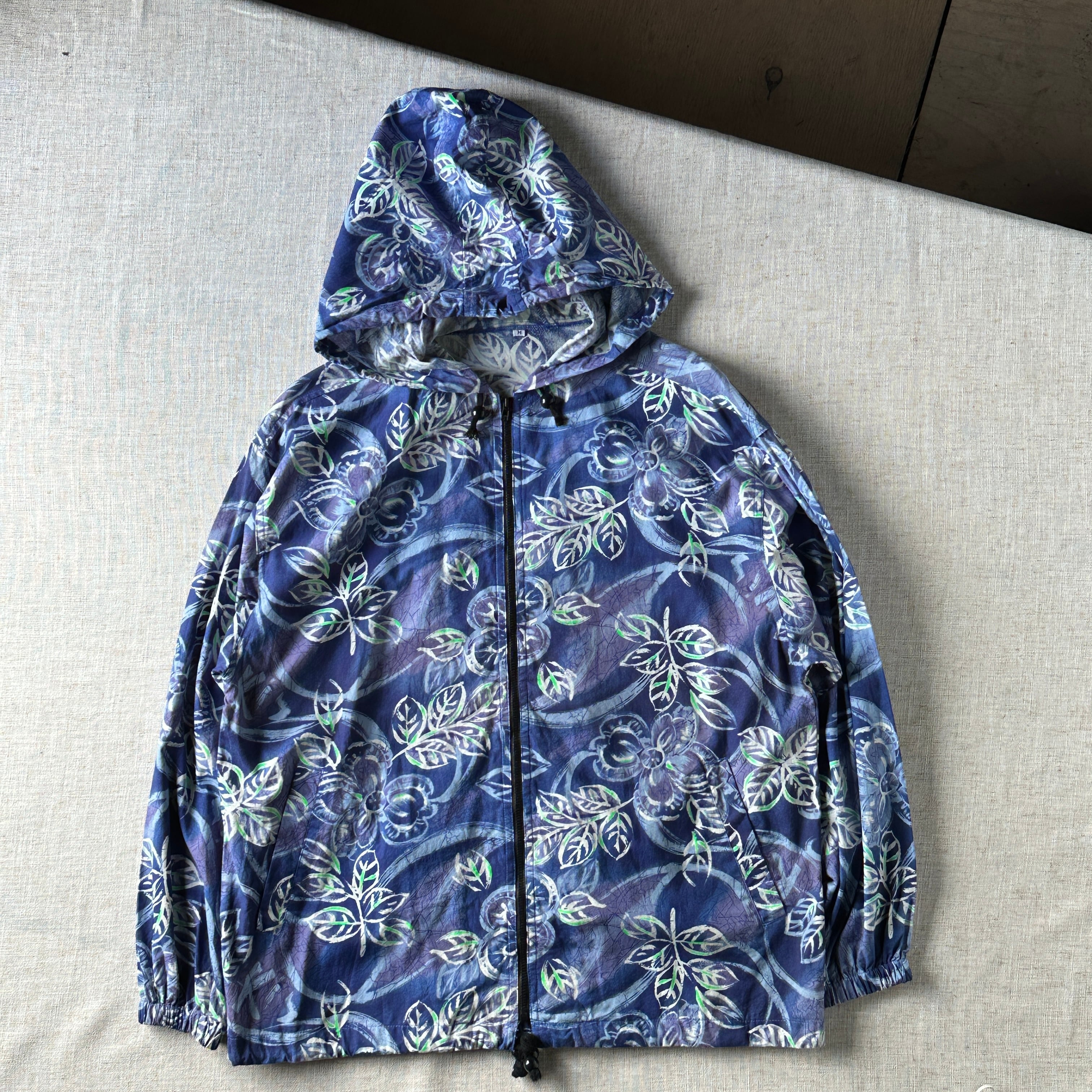 90s-00s Botanical Cotton Hooded Jacket Unisex L