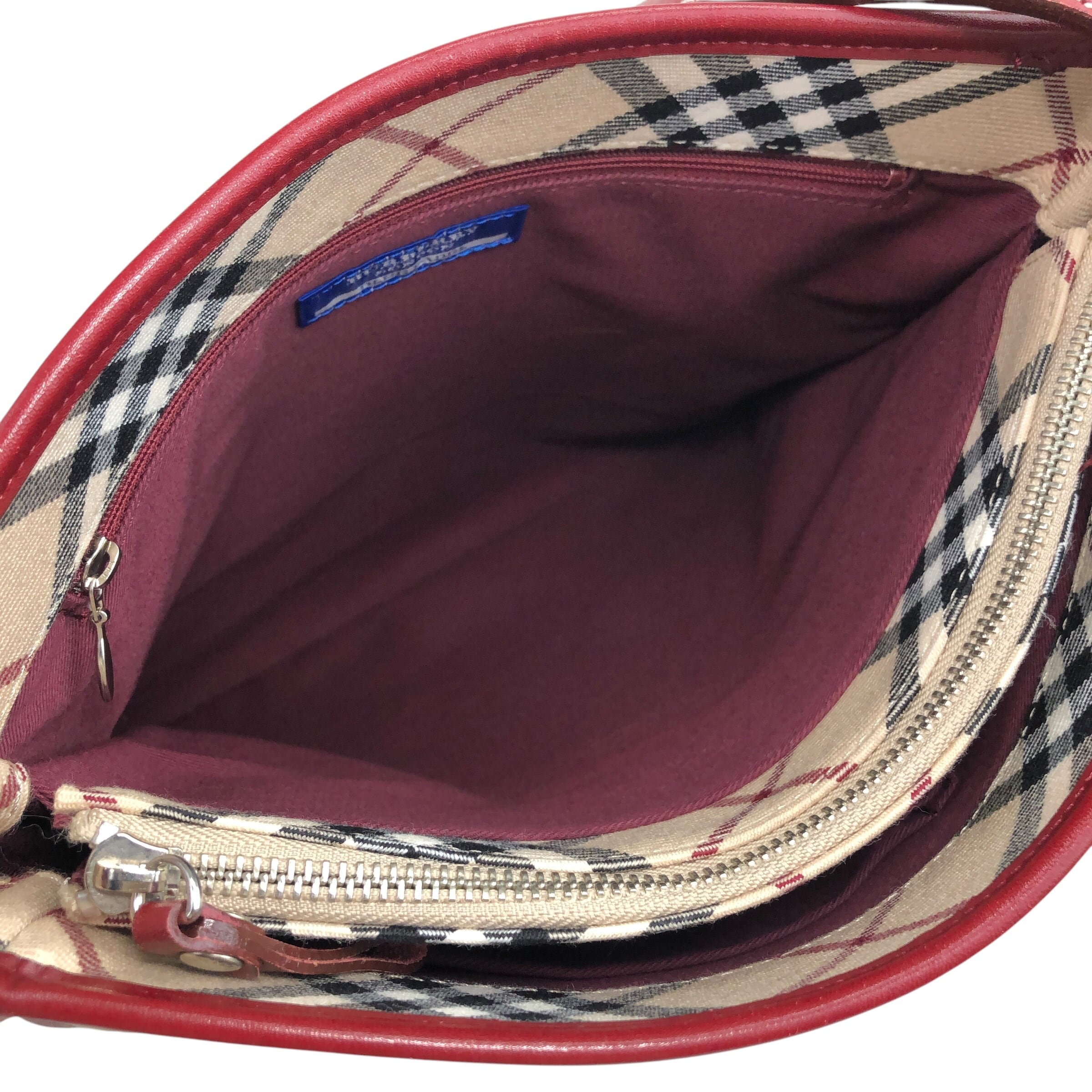 BURBERRY バーバリー チェック ショルダーバッグ ベージュ×レッド