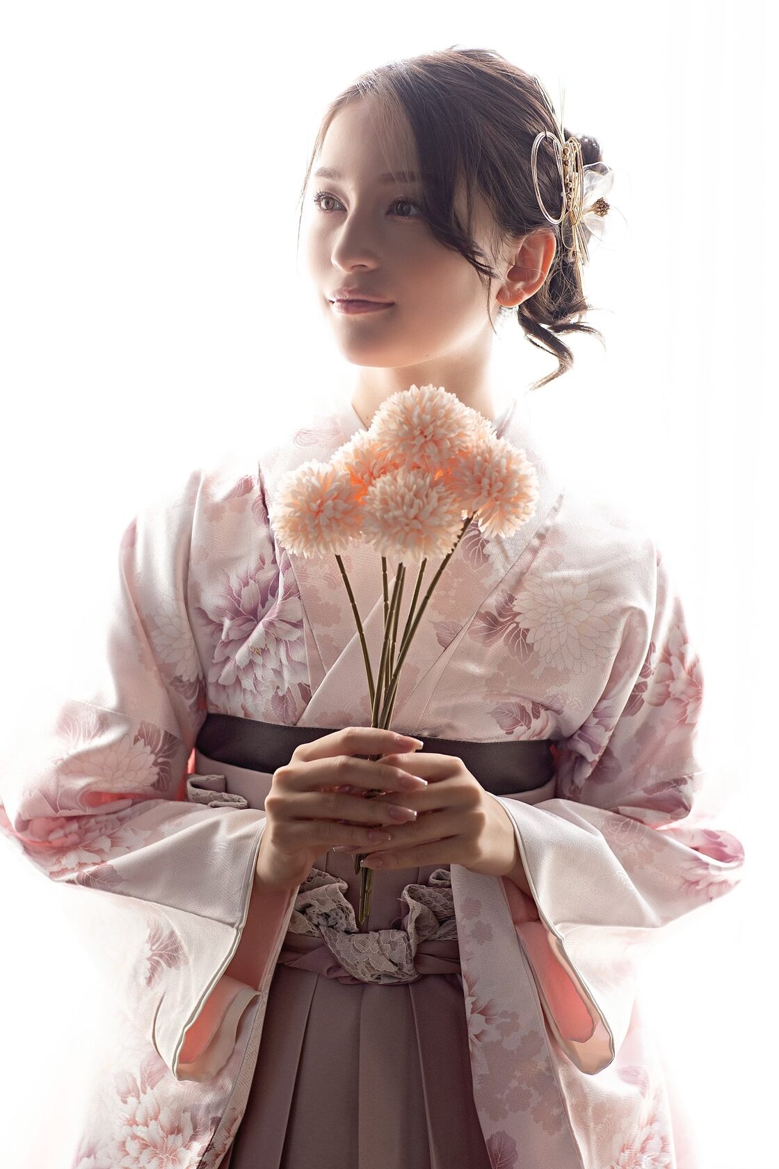 Kimono Sienne 卒業式袴3点セット くすみピンク ピンク 袴 二尺袖着物 