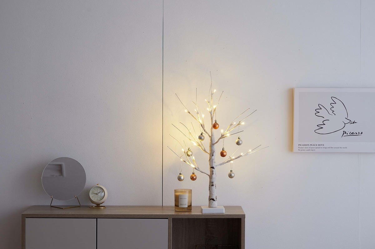 高さ150cm】華奢で繊細な枝先に灯るLEDの優しい光とナチュラルな白樺の