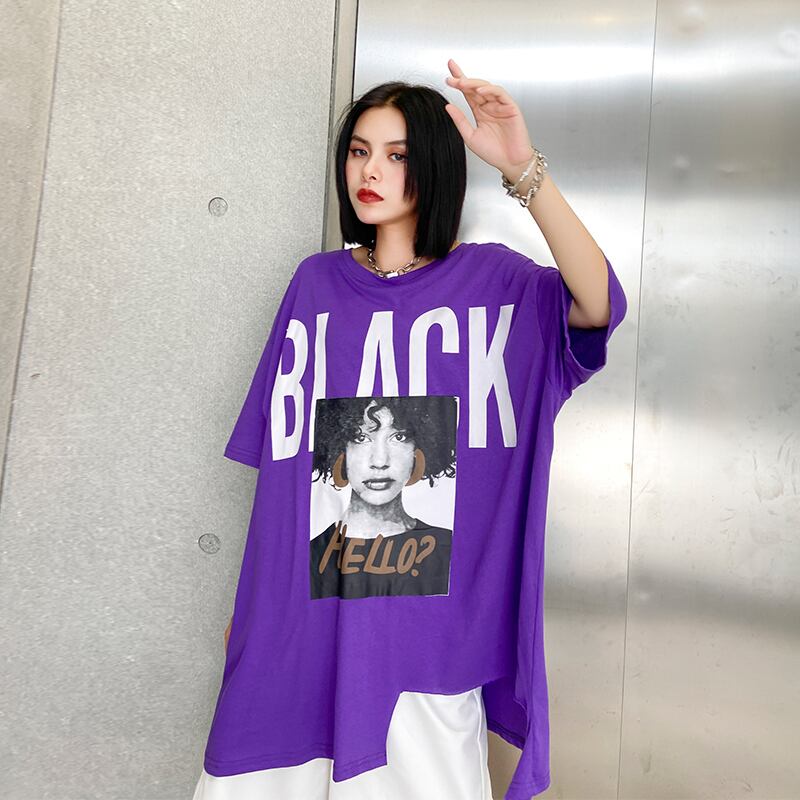 Tシャツ レディースルーズプリントトップス 大きめサイズ ヨーロピアン ラブタオタオダレンハウス26417730033