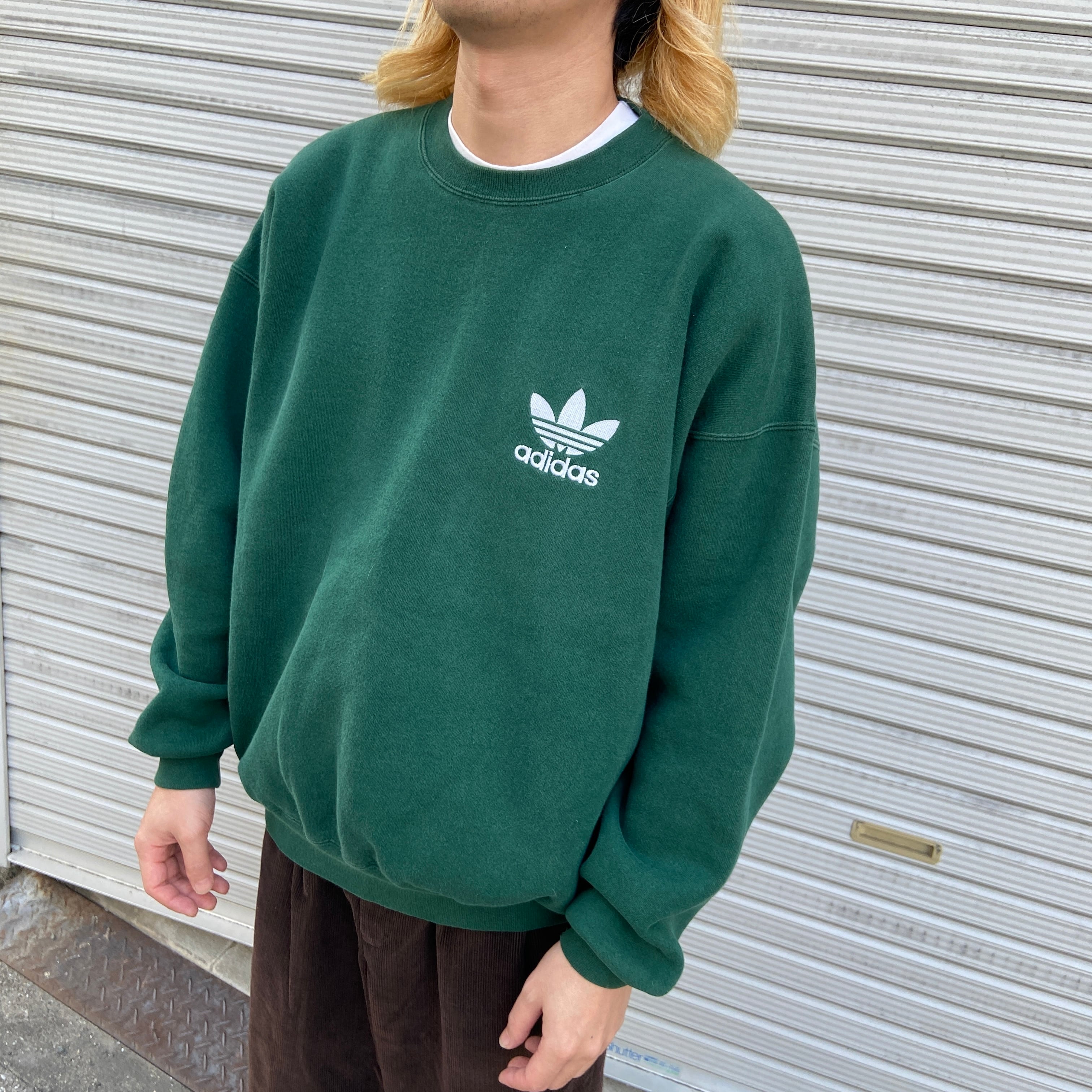 90s USA製　adidas トレフォイル　スウェット　M ブラック