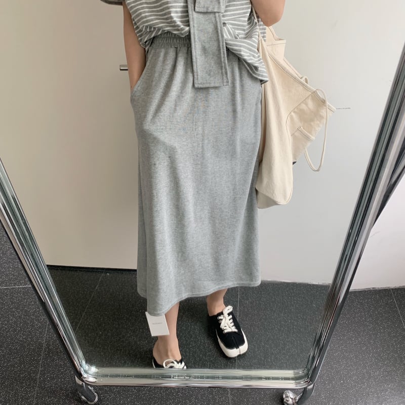 カジュアルドレス カラーストレッチウェストAラインスカート サマー エラスティック 伸縮 夏物 ピュア ビッグFスモールZ韓国93491270642