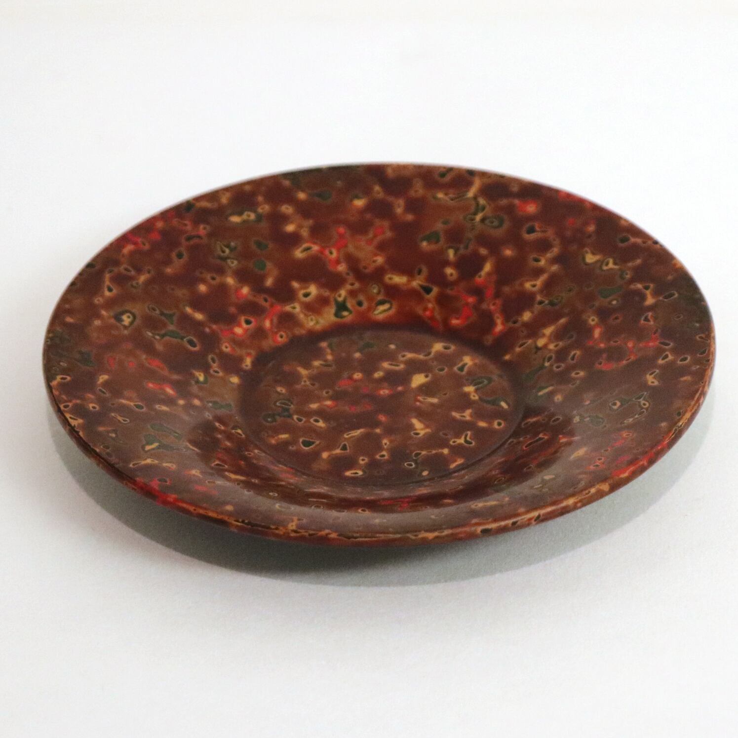 s24g-1310x【中古】津軽塗　七々子塗　茶櫃　茶筒　茶托　茶匙　急須台　ｾｯﾄ　ななこ　民芸品　茶道具 津軽塗（七々子塗）バカ塗り・茶托・急須台セット・No.200809-23・梱包