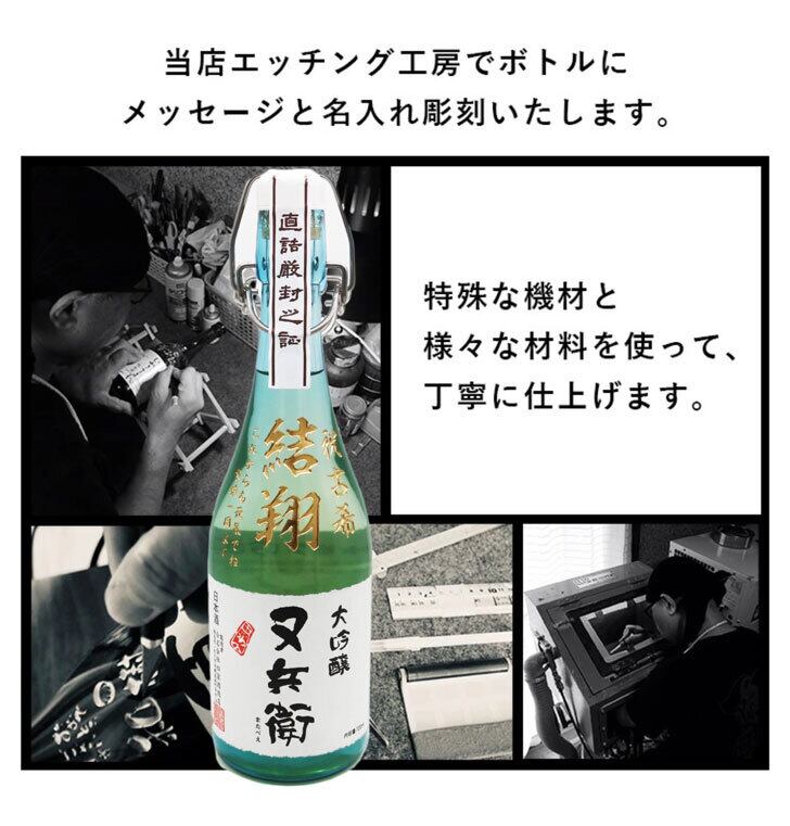 名入れ ボトル 彫刻 【 又兵衛 大吟醸 720ml 】 名入れ 酒グラス ひのき升 セット 高級ギフトボックス 感謝のメッセージ 名入れ ギフト 記念日 誕生日 父の日 長寿祝い 名入れ プレゼント 福島の酒 地酒 感謝 感謝の気持ち 送料無料