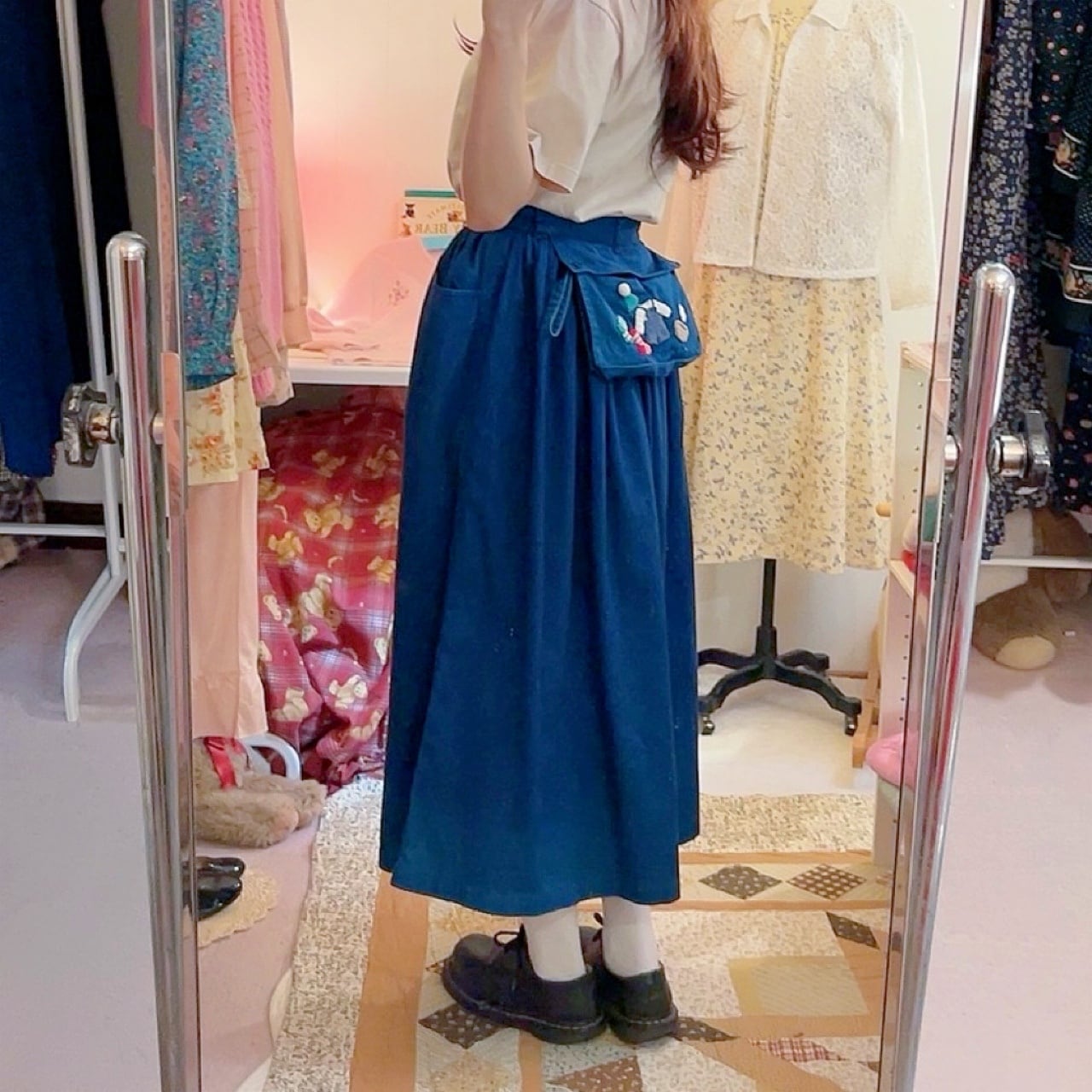 remake ✂︎ flower picking back pocket skirt
