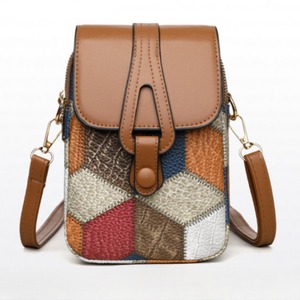 クロクロスボディバッグ パッチワーク ネックストラップ 携帯電話ポーチ ミニバッグ　G1217