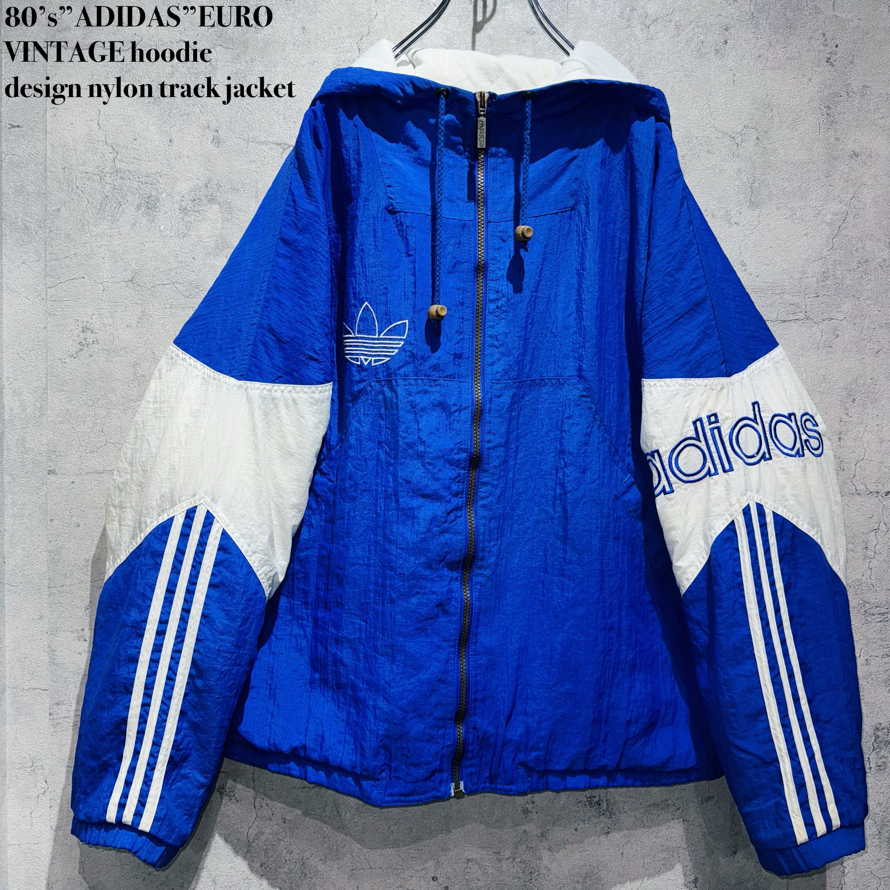 80’s”ADIDAS”EURO VINTAGE hoodie design nylon track jacket