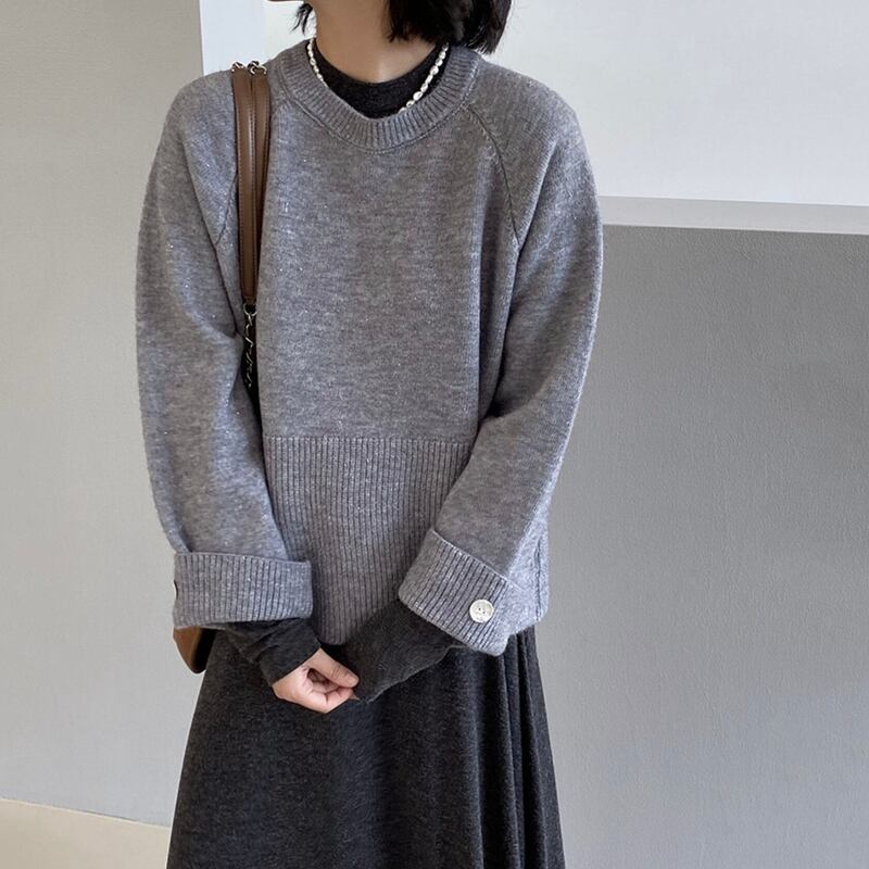 cuff button design sweater m0024