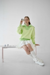 GOXO ゴーエックスオー スマイルハートセーラーカラー起毛マンツーマン ライム