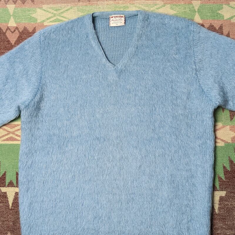 60s McGREGOR Powder Snow V-Neck Mohair Wool Sweater (XL 60s McGREGOR Powder Snow V-Neck Mohair Wool Sweater (XL