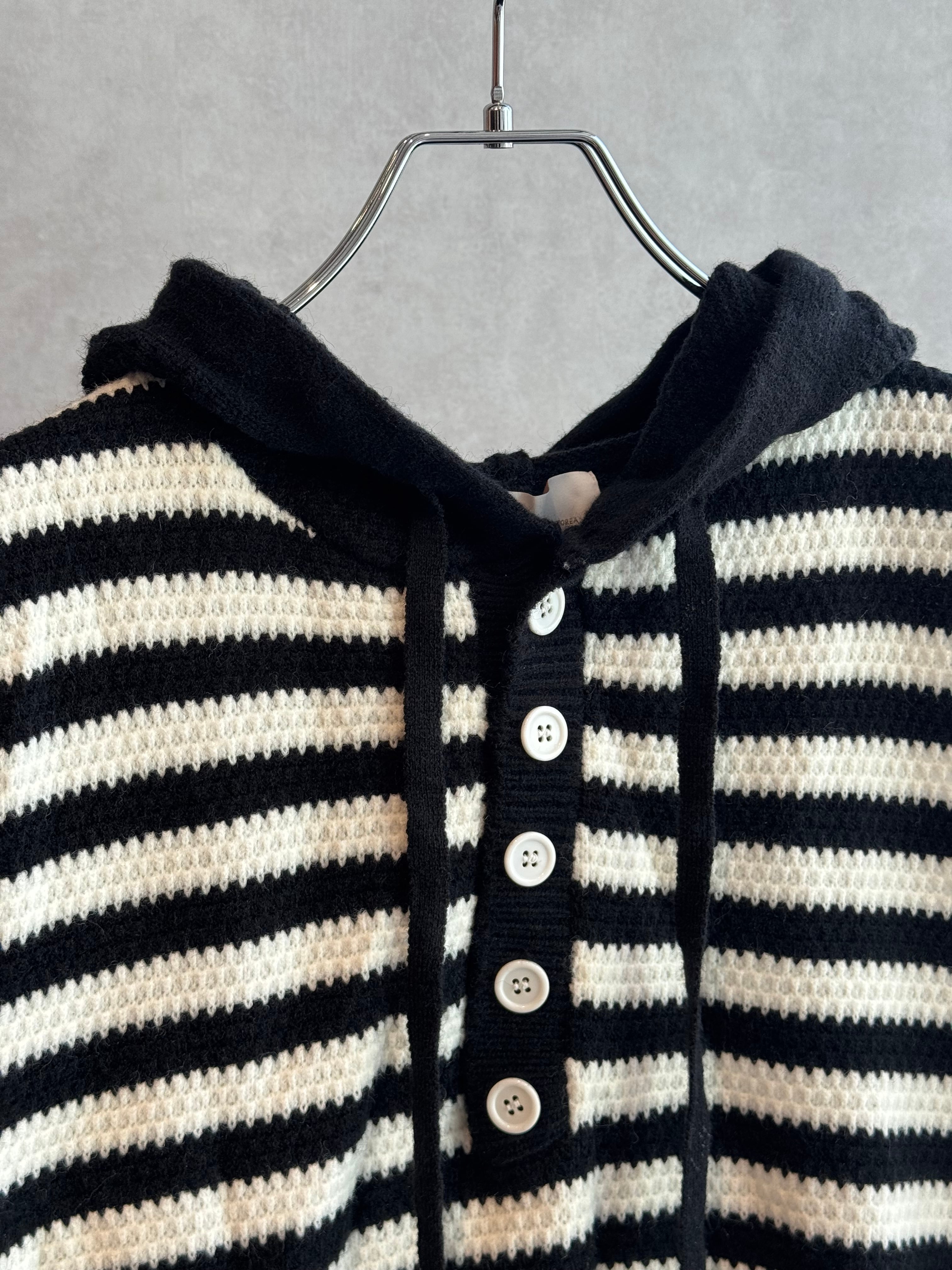 border knit hood vest
