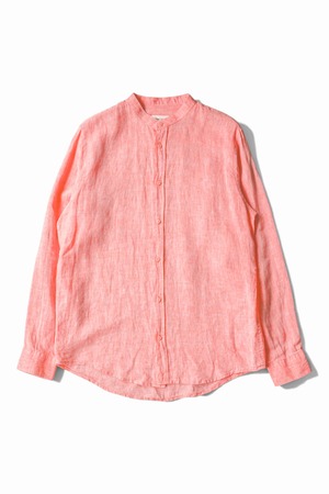 "FRANK TAILOR" Pure Linen Band-Collar Shirt Made in E.U.