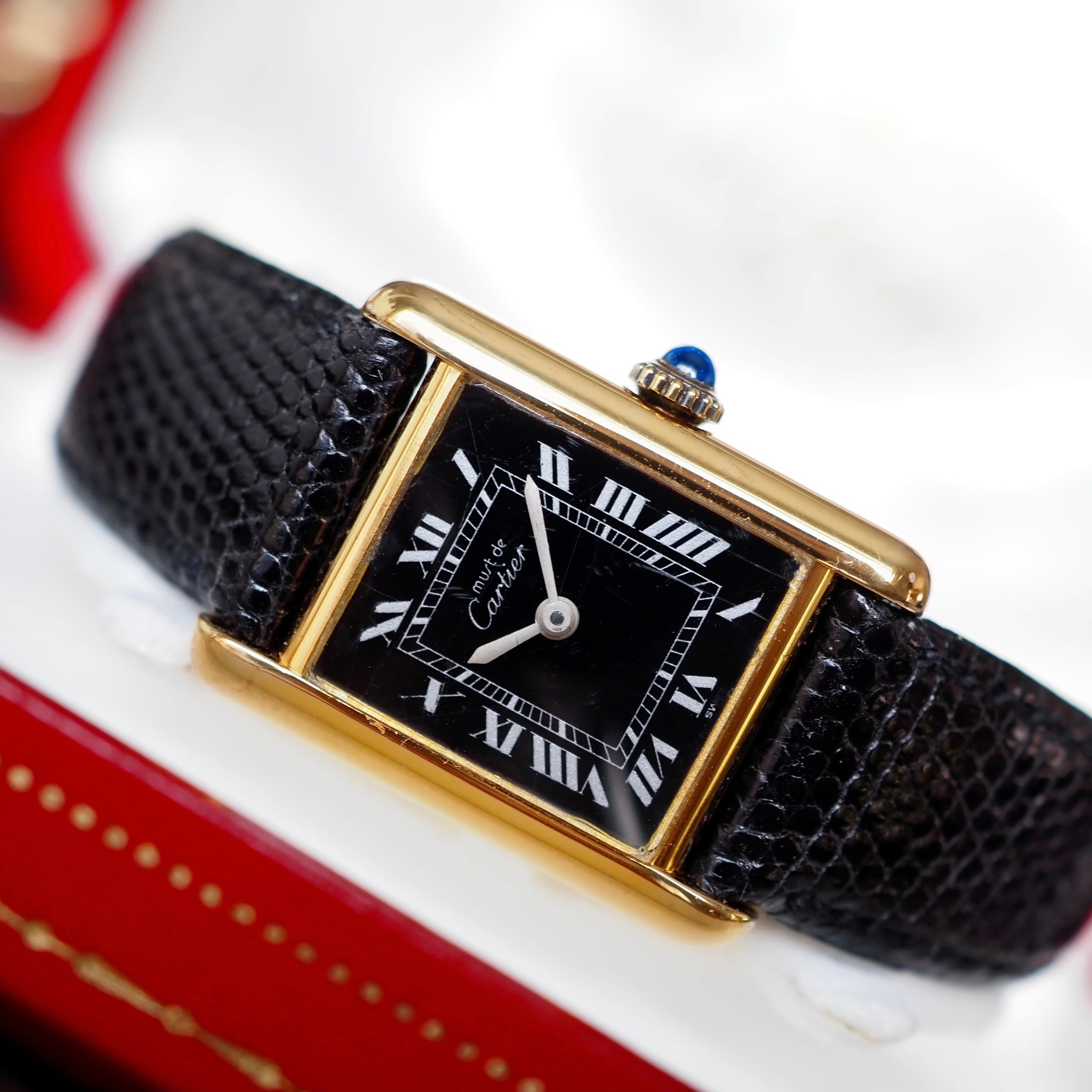 OH済 希少 Cartier カルティエ マストタンク ブラックローマン SM
