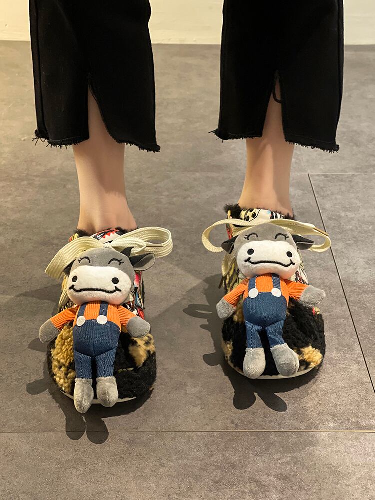 レッドシングルオータムウィンタースタイルファー 靴 シューズ 秋物 冬物 部族の婦人靴96972857793