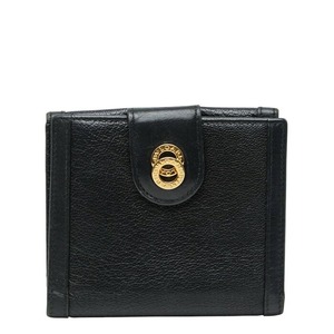 ブルガリ ドッピオンド ロゴ 二つ折り財布 ブラック レザー レディース BVLGARI 【中古】