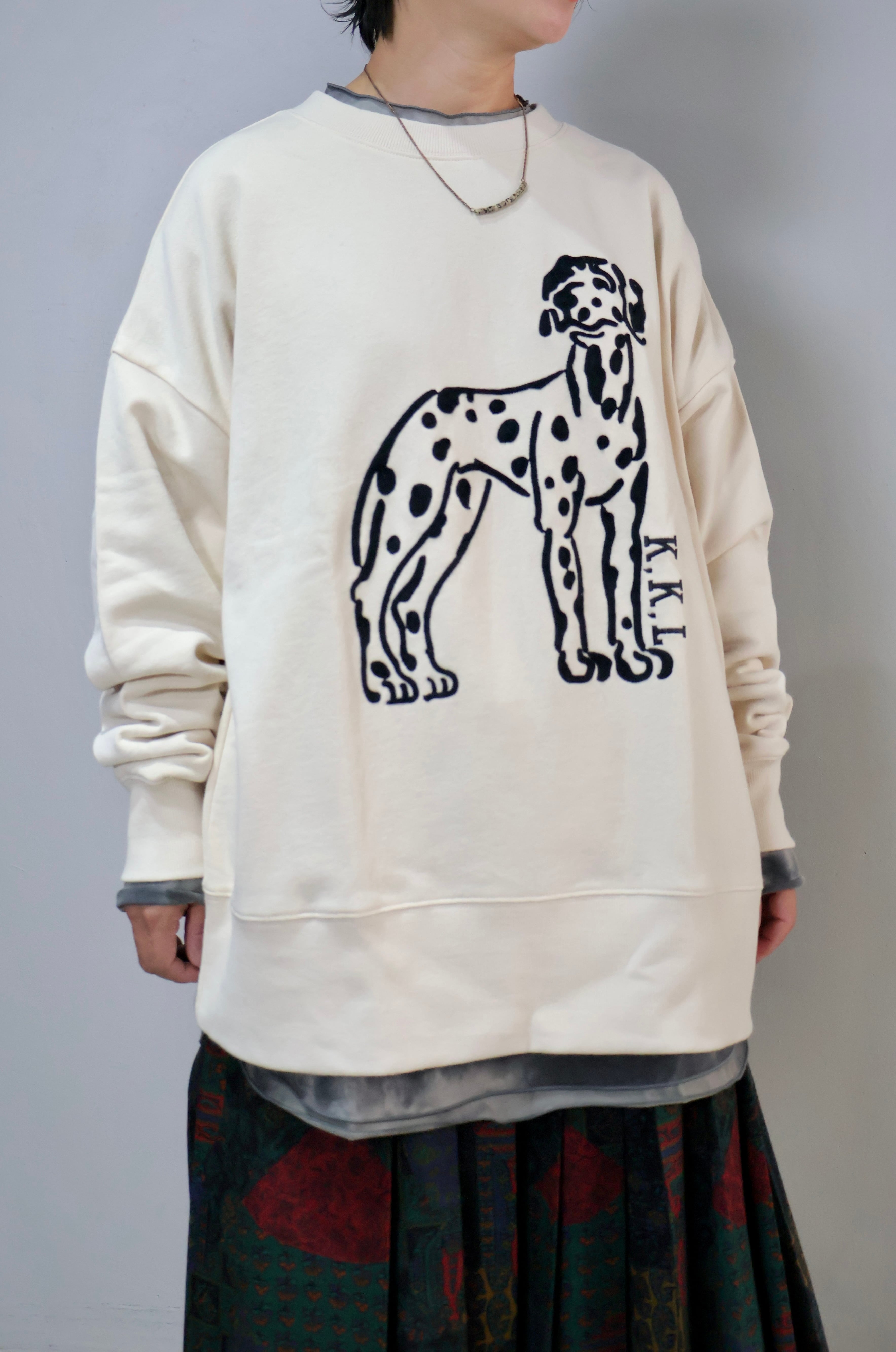 NEW!裏毛クルーダルメシアン刺繍ロング【12507-306-10】2025AW