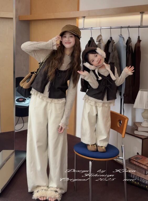 (ガール)ナチュラルストレートワイドパンツ