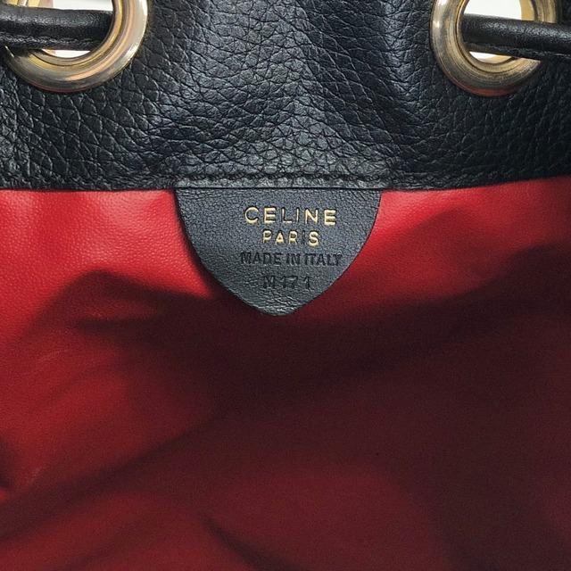 CELINE セリーヌ ショルダーバッグ ブラック マンテル レザー 巾着 vintage ヴィンテージ オールド mgyxeh