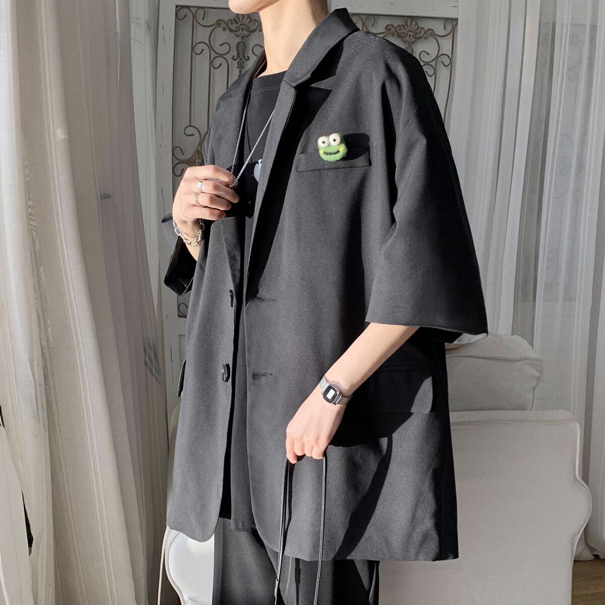 ジャケット ルーズサマーカジュアル 大きめサイズ 夏物 ASURAプラスサイズメンズ78658308790