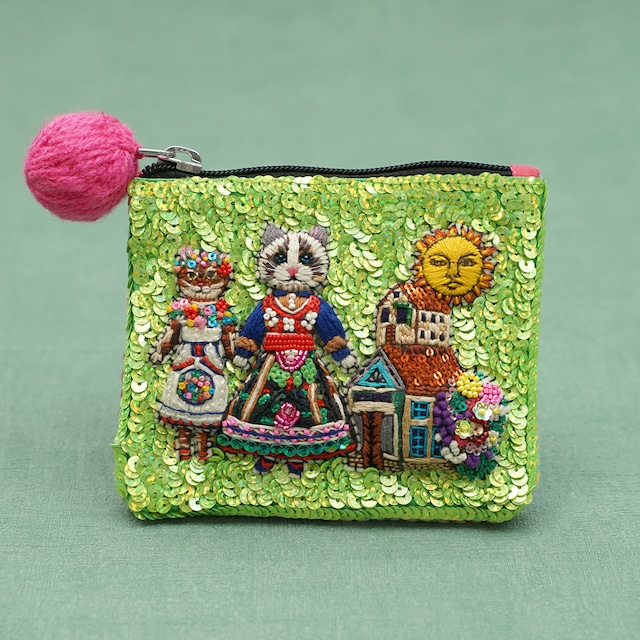 刺繍がま口ポーチ　ポムポムプリン/Sanriocharacters Pom Pom Prin