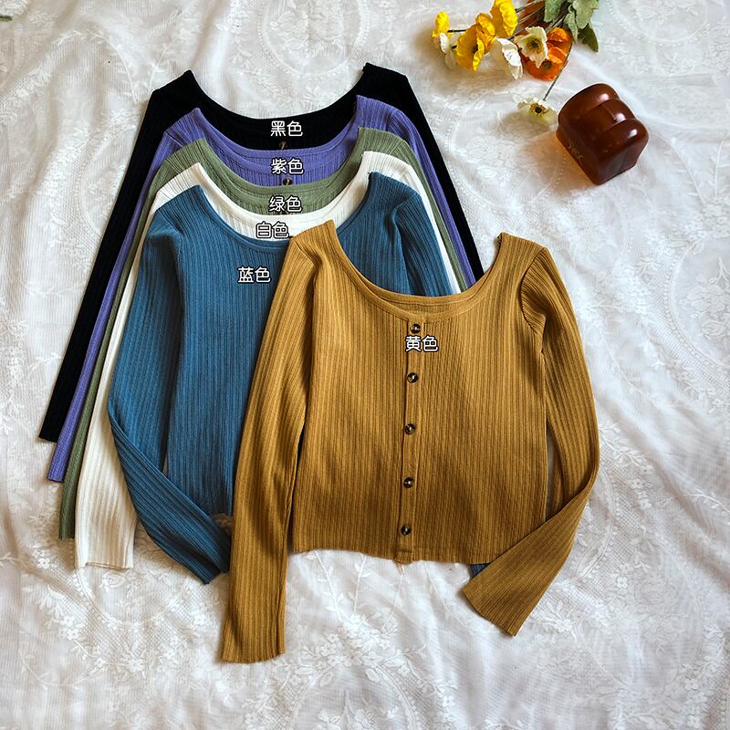 クレセントシティ長袖ニットレディース2020年秋ショートカーディガンスリムスクエアカラートップ クレセントシティ10830100911