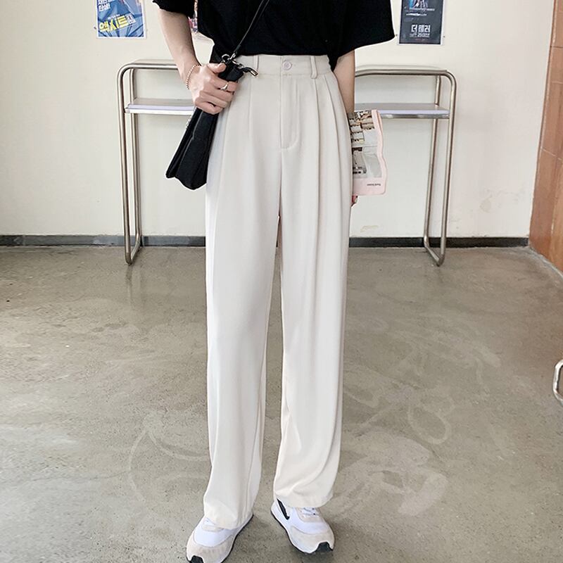 パンツ ルーズスプリングオータム薄手ハイウェストウェストワイドレッグ 春物 秋物 ワイドパンツ 試着室10245003449