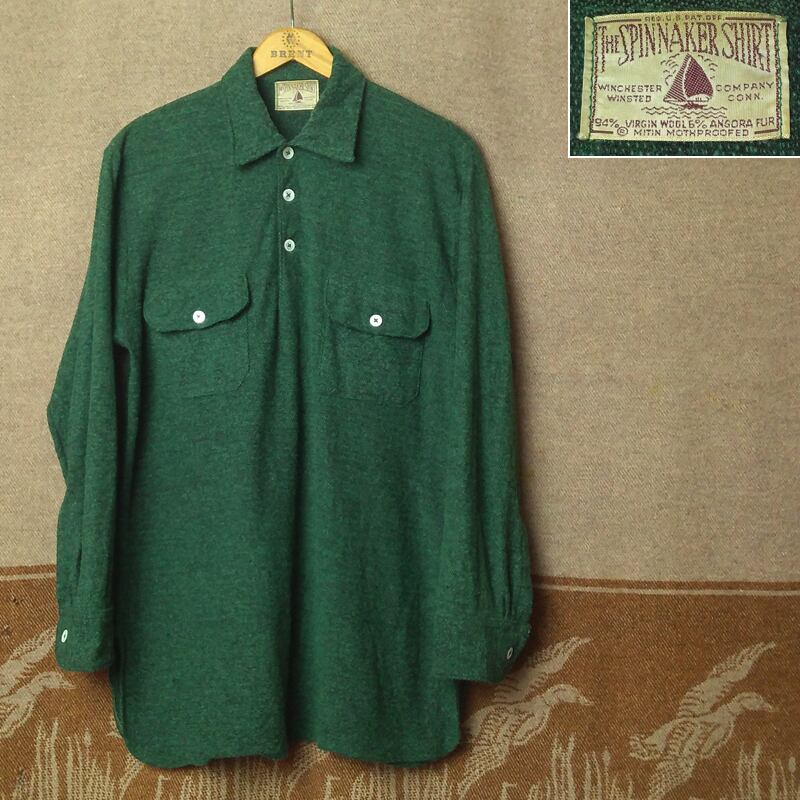 60年代 THE SPINNAKER SHIRT ハーフジップ ウールシャツ メンズL ヴィンテージ /eaa308368