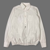 00s DSQUARED2 ディースクエアード 裾ギャザー ハーフボタン 長袖シャツ 38/ホワイト レディース オールド