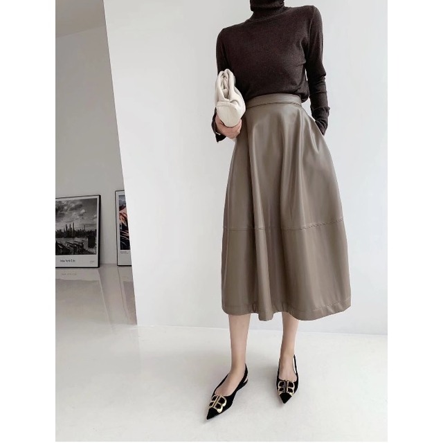 eco leather A-line skirt（3color）＜sk1214＞