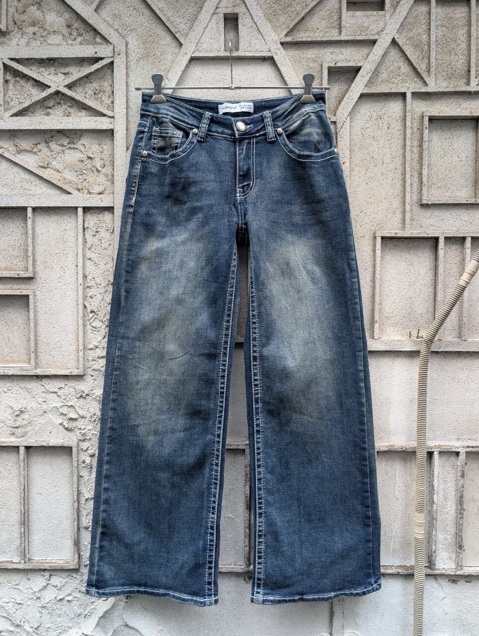 "Y2K" skull embroidery & studs wide denim pants