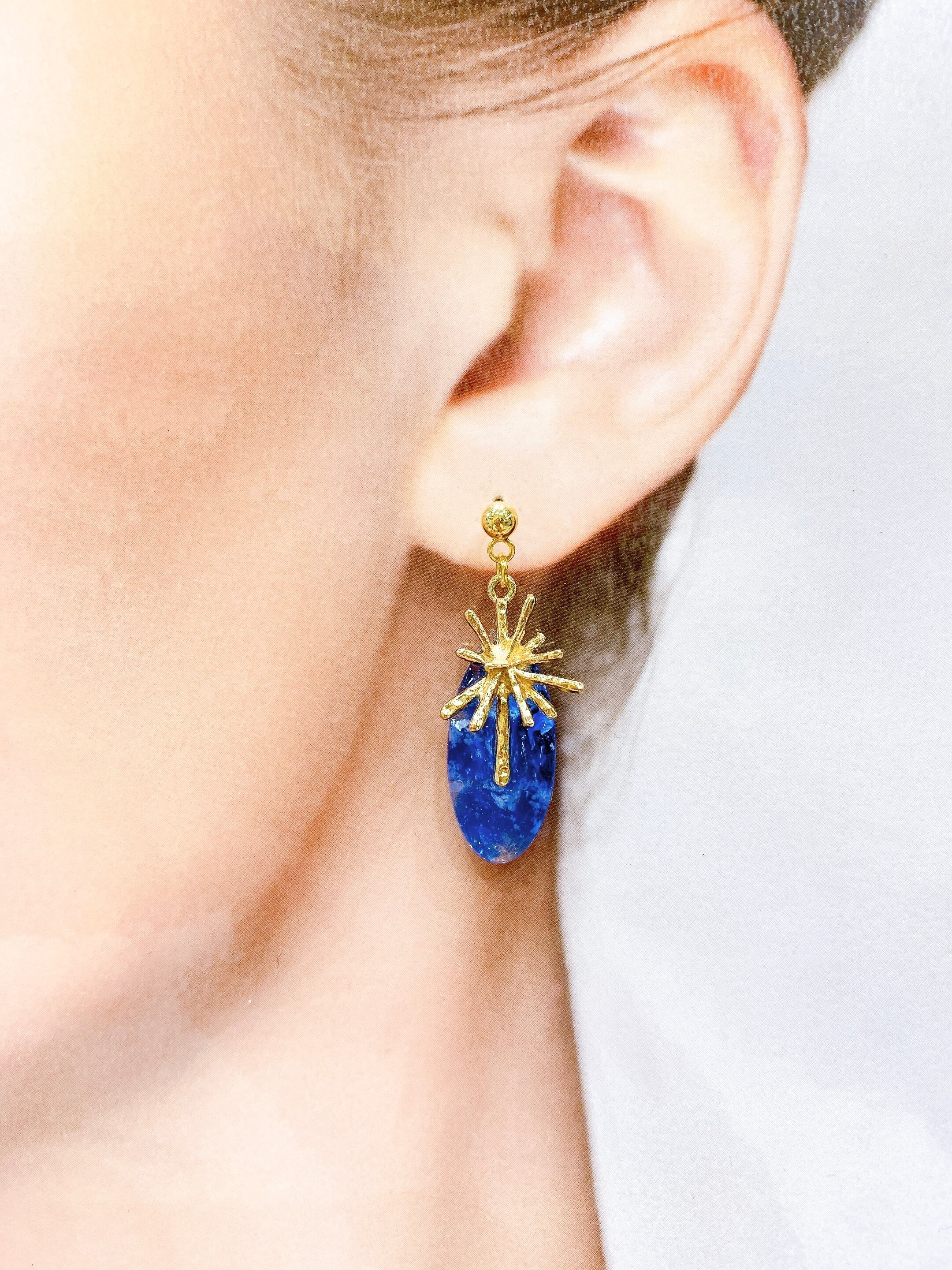 琉球ガラスまーす入りピアス（T-A17-51）①.② | tete by okinawa