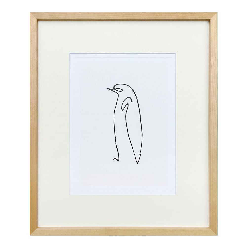 ピカソ ペンギンの線画 額縁付き] パブロ・ピカソ「Le pingouin（ペンギン）」ナチュラル