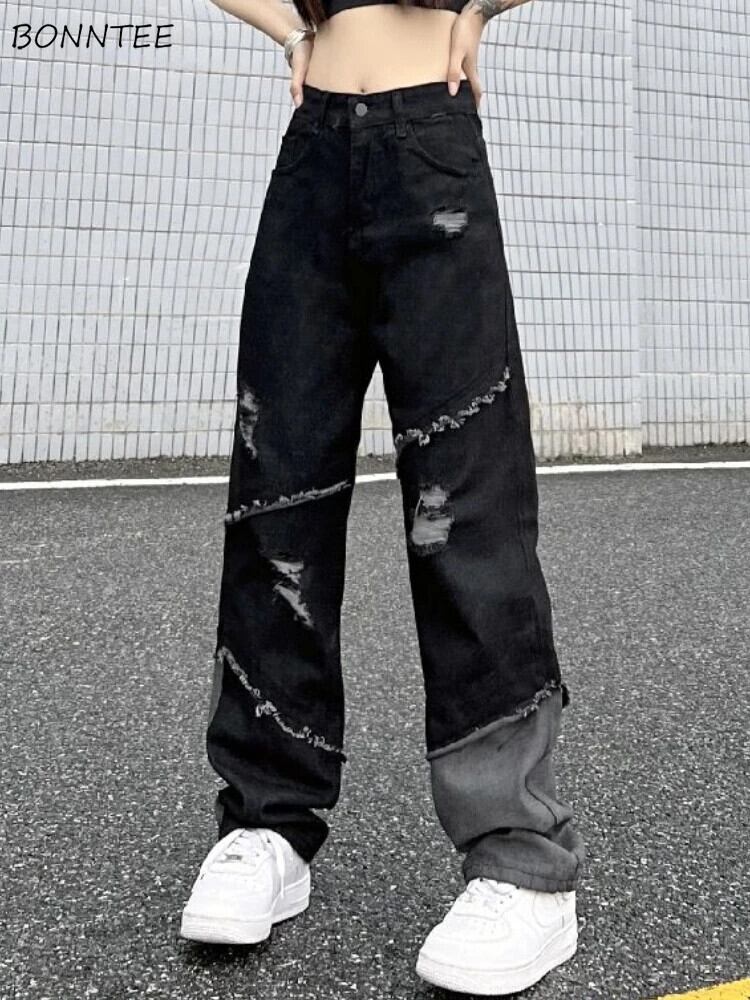 【新作】【送料無料】 ジーンズ 女性 デザイン ストリート パッチワーク 学生 オールマッチ 人気 オールド オルチャン レジャー 個性 ゆったり 流行 新しい 日常 0236463288558