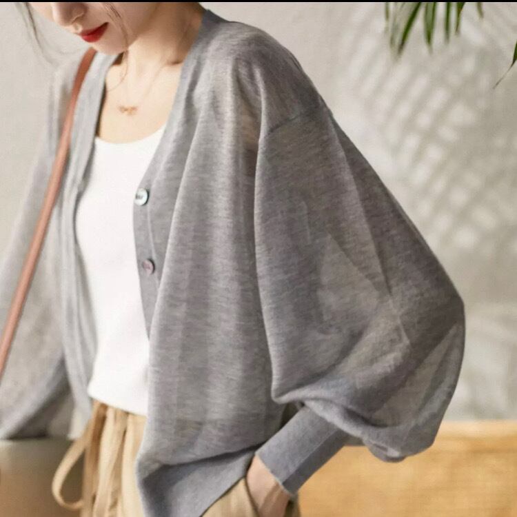 サマーニットシングルブレストカーディガンcar260201