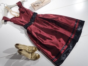 ★9号（M）☆ワインカラ－パ－ティ－ドレスワンピ(OPN5128)