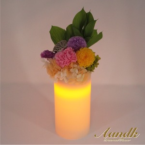 【奏-KANADE-】　LEDキャンドルが灯る新しいプリザ仏花
