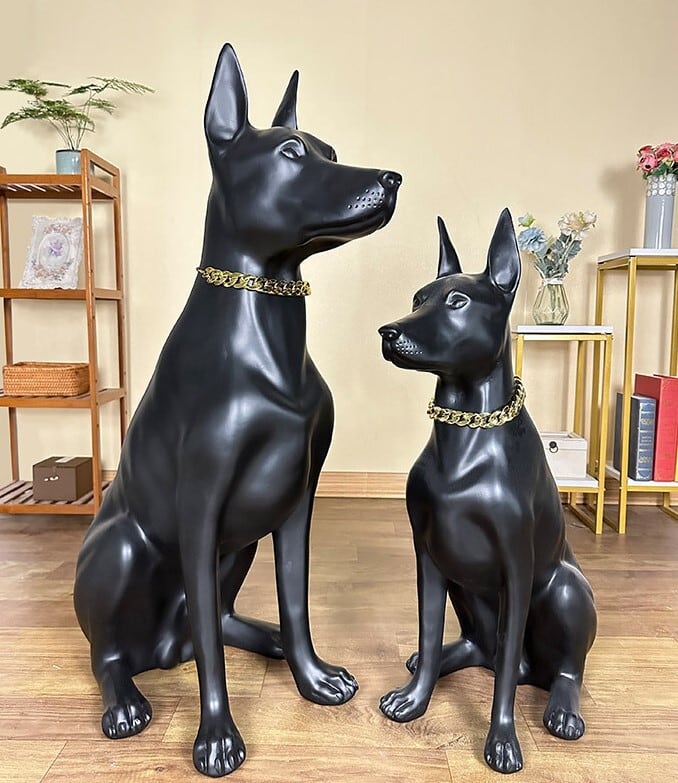 エレガントなドーベルマンのハンドメイドオブジェ Sサイズ | Russel
