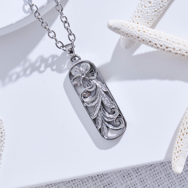 316L  ( サージカルステンレス )  Hawaiian heritage bar necklace（SILVER）#h09
