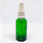 【スプレー容器瓶】30ml 緑 グリーン 白ノズル ポーチサイズ アロマ ガラス製 遮光 軽量 お掃除 除菌 消臭 詰め換え 詰替 (ホワイト)