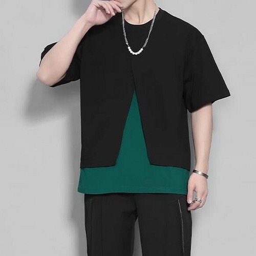 コントラストカラーシャツ  半袖　10013