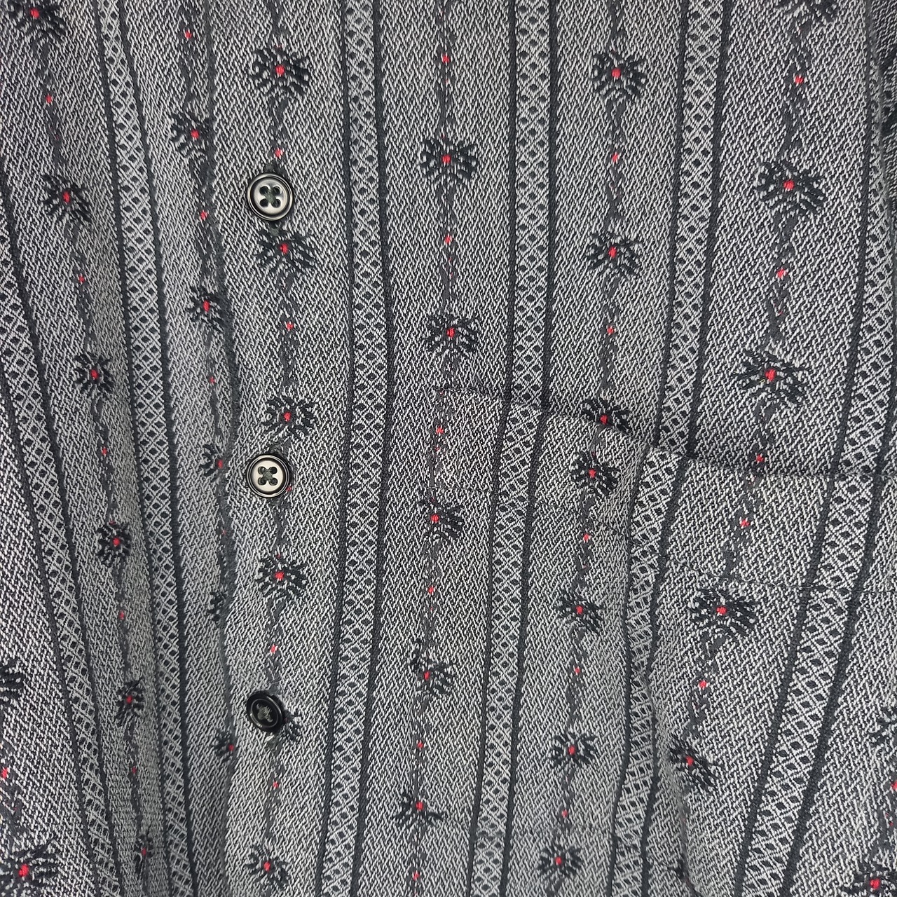 ATRIUM　バンドカラー　チロリアンシャツ　プルオーバー　花刺繍　ユーロ古着